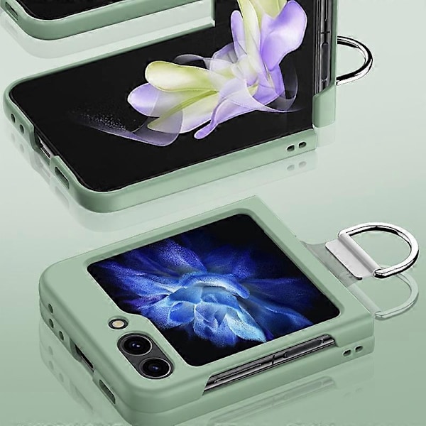 För Samsung Galaxy Z Flip5 5G Hårt PC Skinn-touch Telefonfodral Metallringhållare Anti-Slip Skydd Multicolor Style C