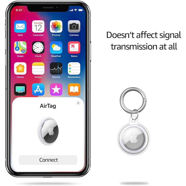 AirTag läpinäkyvä kotelo avaimenperällä, pehmeä TPU-kotelo Apple Air Tagille, vedenkestävä ja naarmuuntumaton Itag-avaimenperäkaulakoru, Ape Tracker -tarvike