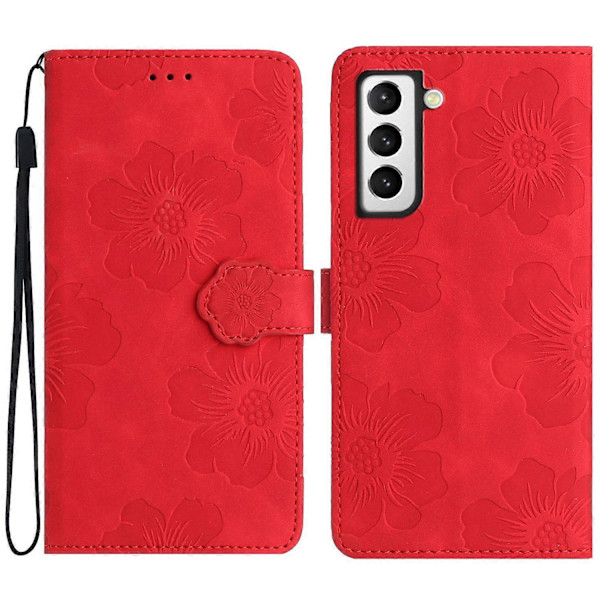 Til Samsung Galaxy S21+ 5G Wallet Telefon Cover PU Læder Shell Stand Blomster Præget Telefon Case Multicolor Style E