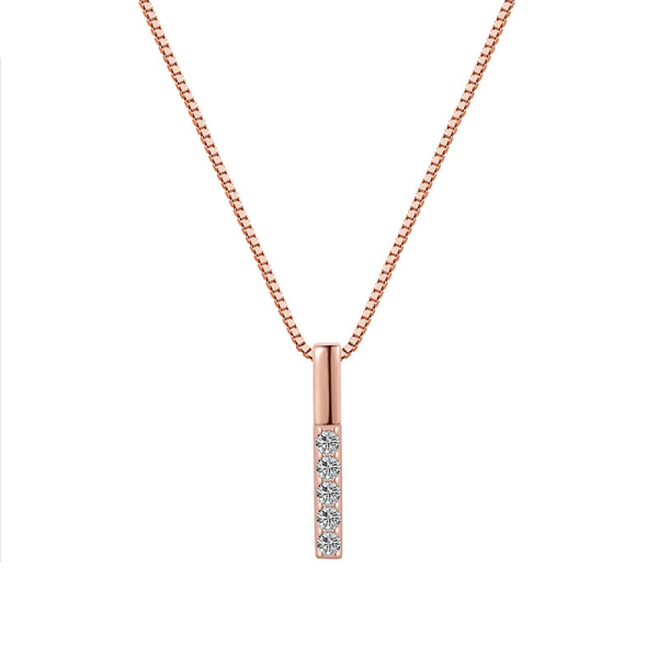 Kvinnors zirkon rektangulärt hänge halsband X115, 2 färger rose gold