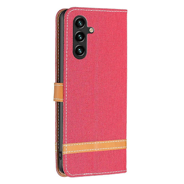 Samsung Galaxy A15 4G -puhelimen kotelo, farkkukangasta ja PU-nahkaa yhdistettynä Multicolor Style E