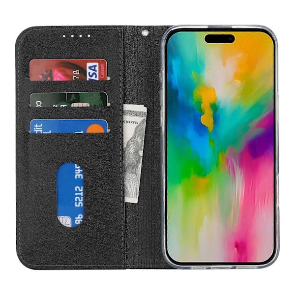 Til iPhone 16 Pro Cover PU Læder Silke Tekstur Magnetisk Flip Telefon Cover Multicolor Style A