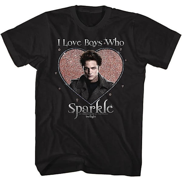 Twilight T-shirt Jag älskar pojkar som glittrar Vuxen Kortärmade T-shirts Twilight Movies Grafiska T-shirts Black L
