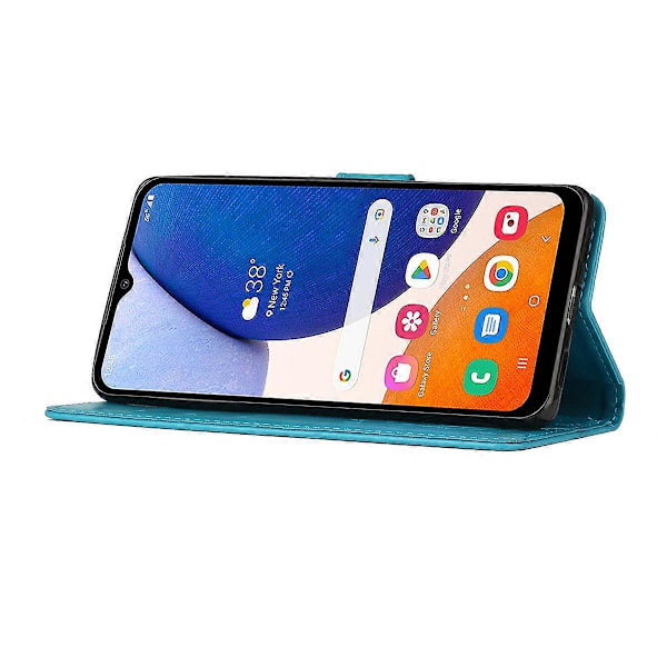 Samsung Galaxy S24 FE -kotelo PU-nahkainen puhelinlompakkokotelo hihnalla - Harmaa Multicolor Blue