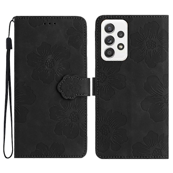 Til Samsung Galaxy A53 5G Telefon Cover PU Læder Prægede Blomster Stand Wallet Fuld Beskyttelse Case Multicolor Style D