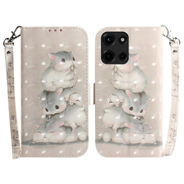 Til Motorola Moto G Power (2025) Etui Mønsterprint Læder Wallet Telefon Cover Multicolor Stacking Squirrels