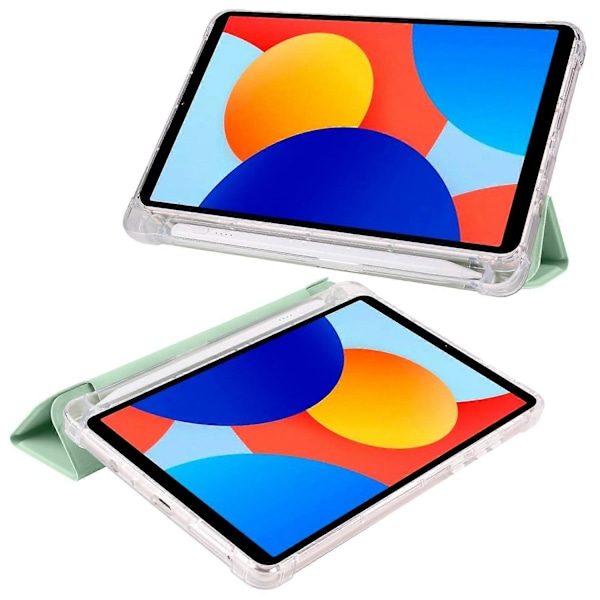Fodral för Xiaomi Redmi Pad SE 4G 8,7 tum med pennhållare, tri-vikbart stativ, PU-läder + TPU-surfplattsskydd Multicolor Matcha Green