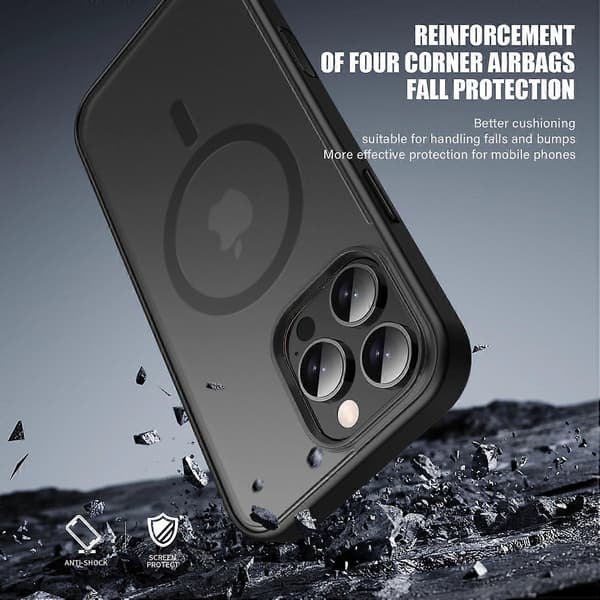 IPAKY Magnetisk etui til iPhone 16 Pro Max, stødsikkert TPU + PC mat telefonbagcover Multicolor Translucent