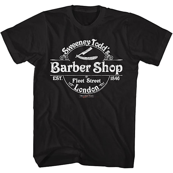 Amerikanska klassiker Sweeney Todd Movie T-shirt Barber Shop Est 1846 Svart Vuxen Kortärmade T-shirts Grafiska T-shirts Män Black M