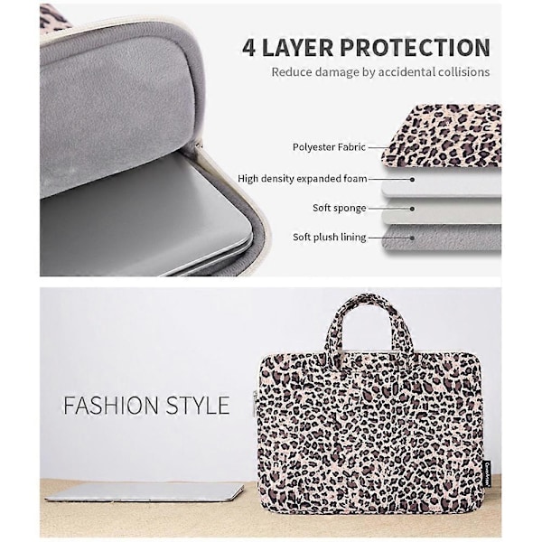 Type A CANVASARTISAN H31-B01 13\" Leopardmönstrad Laptopfodral Dragkedja Robust