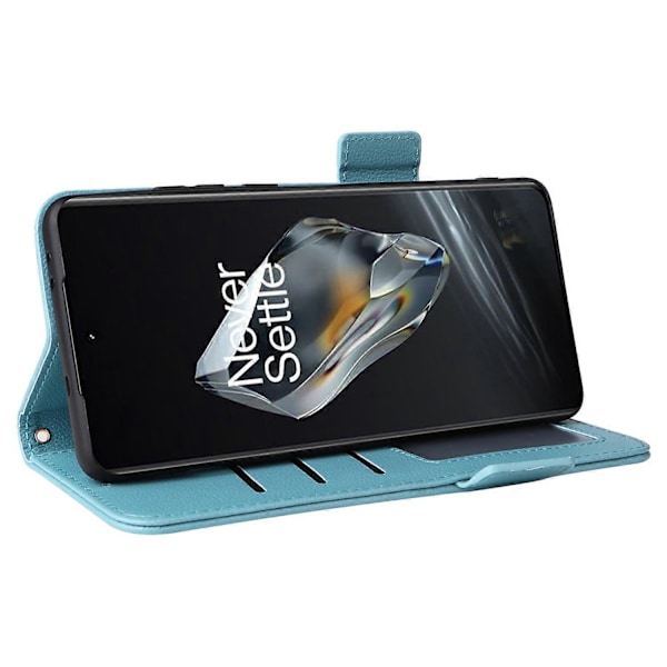 Læderetui med Litchi-tekstur og håndledsrem til OnePlus Ace 3 5G/12R 5G Multicolor Baby Blue