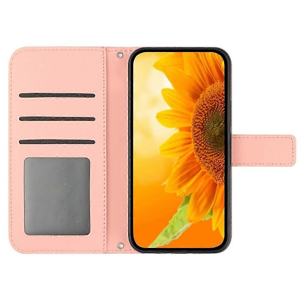 För Oppo A79 5G/A2 5G Fodral PU Läder Solros Plånbok Telefonfodral med Axelrem Multicolor Style D