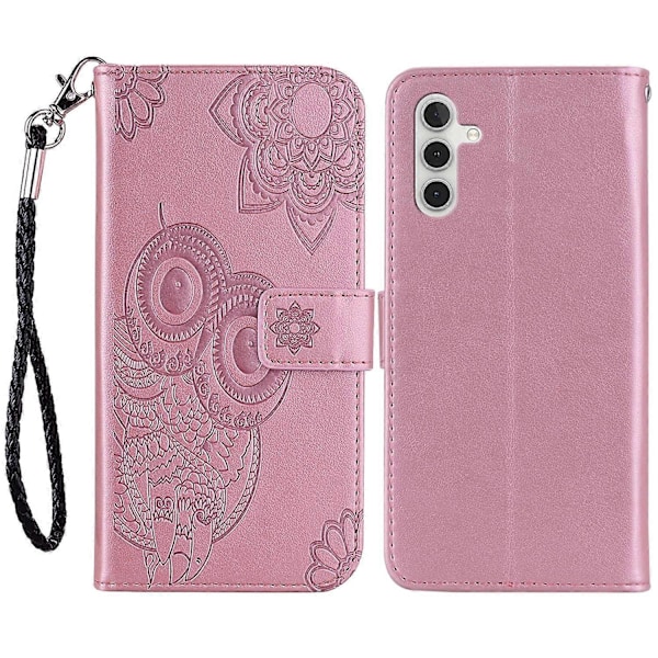 Til Samsung Galaxy S23 FE Cover Ugle Præget PU Læder Telefon Cover med Wallet Stand Multicolor Style B
