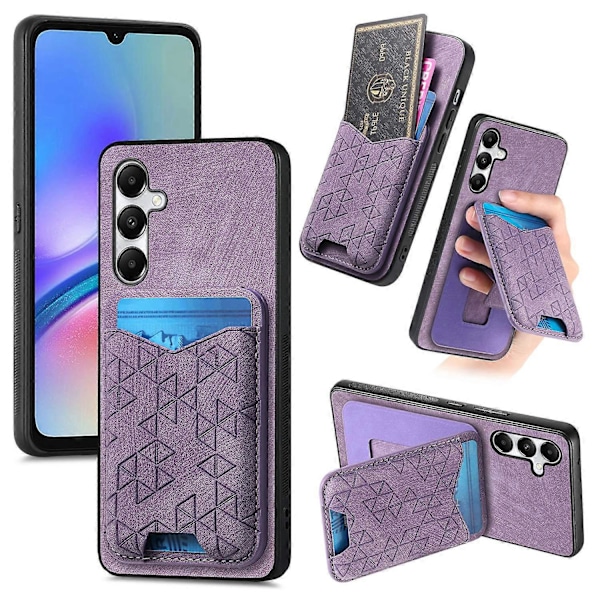 Til Samsung Galaxy A05s 4G Etui med Præget Mønster, Kortholder, Støttefod, Læder Bagside Cover Multicolor Style B