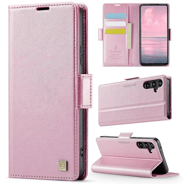 För Samsung Galaxy A34 5G Fodral AUTSPACE A11 RFID-blockerande Retro Läder Mobiltelefon Plånboksfodral Multicolor Pink