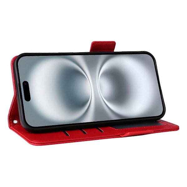 Læder Flip Telefon Cover med Litchi Tekstur til iPhone 16 Plus Multicolor Style F