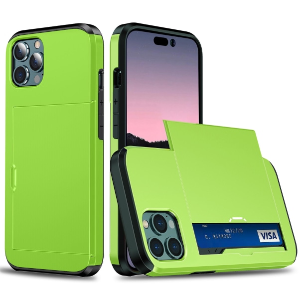 Skjutkortshållare Cover För Iphone 15 Pro, Tpu + PC Dual Layer Case Green