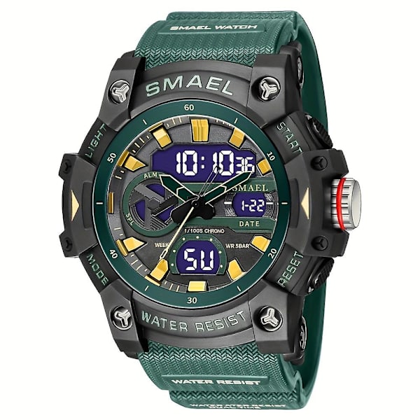 Smael Herrmode Dual Time Display Quartz Armbandsur, Transparent Sport utomhus Vattentät Digitala klockor med Pu-rem Transparent White