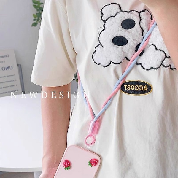 110 cm Universal Telefon-Lanyard Tofarget Tvunnet Mobiltelefon Halsstropp med Klar Feste-flik Multicolor Style A