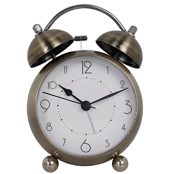 Retro Metal Vækkeur Børn Desktop Elektronisk Bordur Lydløs Lysende Quartz Ur