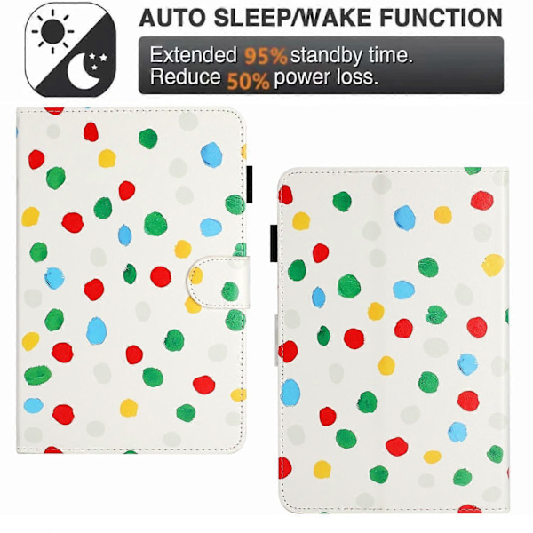8-tums Auto Wake/Sleep Kortfack PU Läder Ställ Fodral Prickigt Mönster Tablet Skyddsskal Multicolor Style D