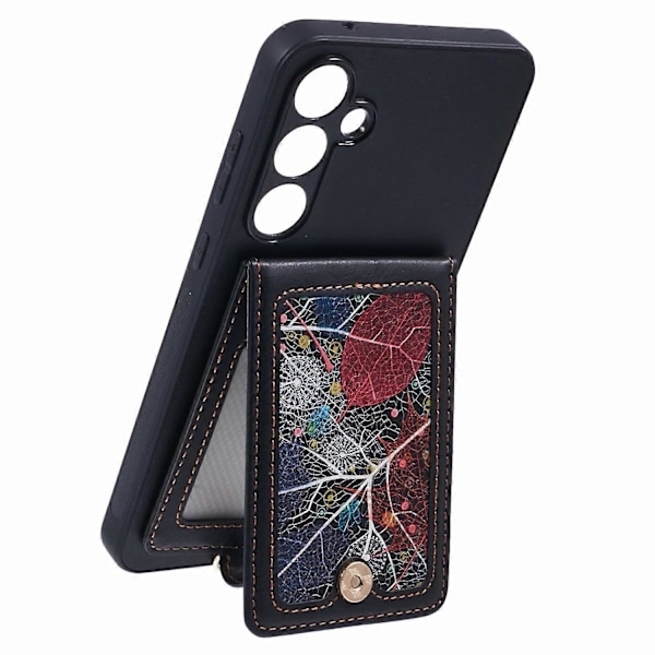 Samsung Galaxy A35 5G -puhelin kotelo Galaxy-korttitaskulla, jalustalla ja RFID-suojauksella - D Multicolor C