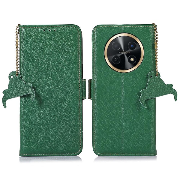 För Huawei Nova Y91 4g/enjoy 60x Phone case Rfid Blocking Läder Litchi Texture Stand Cover Green