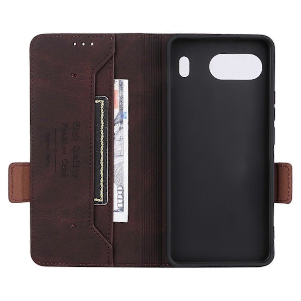 OnePlus Nord 4 -kotelo, nahkainen lompakkokotelo, jossa metallikoriste Multicolor Coffee