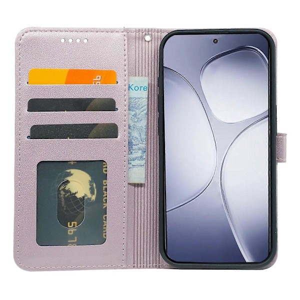 Xiaomi Redmi K70 Ultra Lompakkokotelo Magneettikiinnityksellä Nahkainen Puhelinkotelo Hihnalla - Vihreä Multicolor Rose Gold