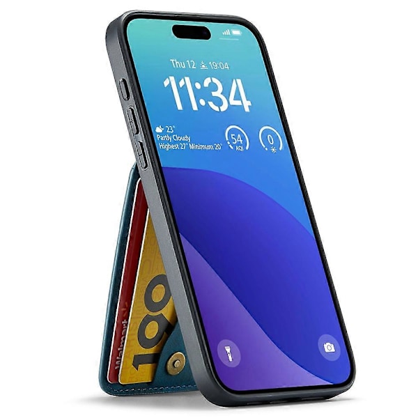 FIERRE SHANN iPhone 16 Pro Etui Kortholder Støtteben Læder RFID-blokering Bagcover Multicolor Style C