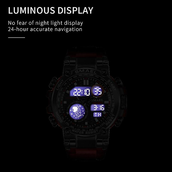 Smael 1803b utomhus vattentät legering watch Black Gold