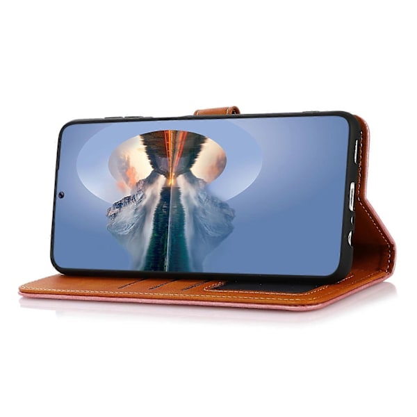 KHAZNEH Etui til Samsung Galaxy A15 4G, PU-læder med kohudtekstur og stativ Multicolor Style C