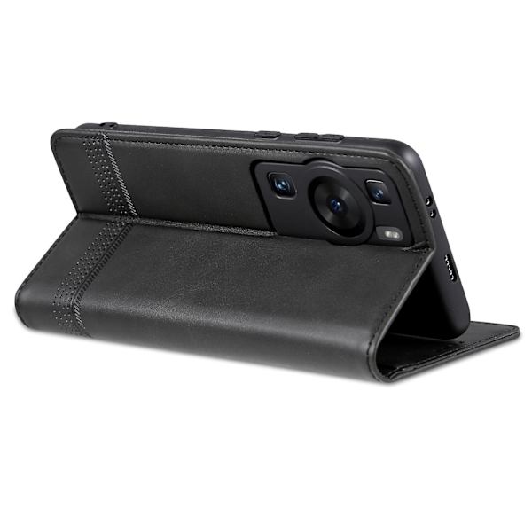 Azns för Huawei P60 / P60 Pro Pu läder phone case Plånboksställ anti-scratch smartphone cover Black