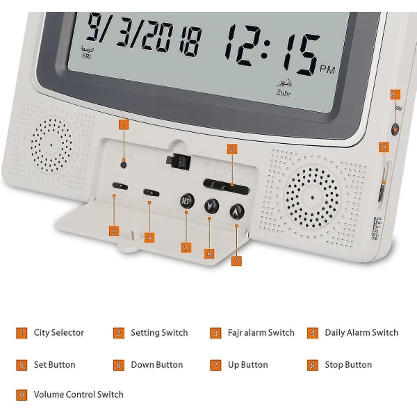 Azan Clock, bön Tidtabell Clock, muslimskt digitalt alarm