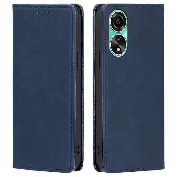 För Oppo A78 4G Fodral Kalvtextur Läderfodral med Plånboksstativ - Svart Multicolor Sapphire