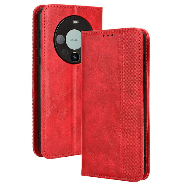 Huawei Mate 60 Retro PU Nahkakotelo Magneettinen Automaattisesti Imevä Lompakkoteline Puhelinkotelo Red