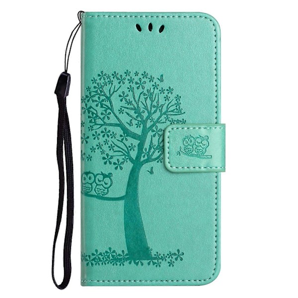 Til Samsung Galaxy A05 4G Etui Ugle Træ Præget Læder Telefon Cover med Pung Multicolor Style C