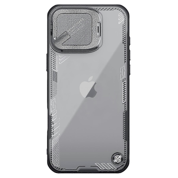 NILLKIN Iceblade Prop iPhone 16 Pro -kotelo PC+TPU puhelinkuori linssisuojalla ja jalustalla - Vihreä Multicolor Black
