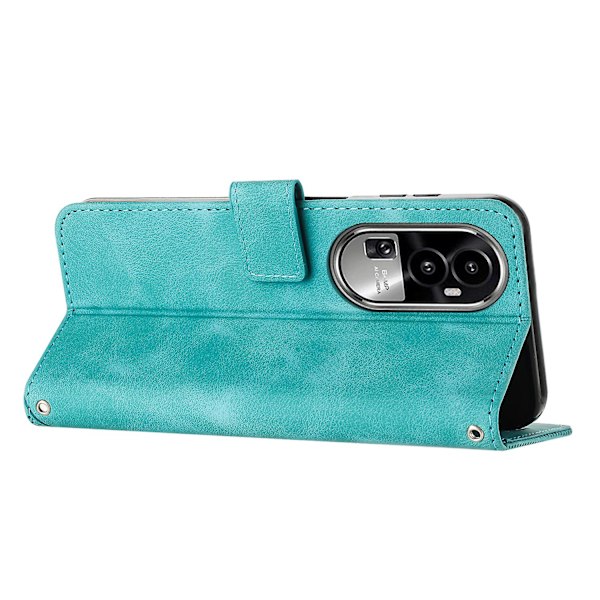 Cover till Oppo Reno10 Pro+ 5g Anti-fall Pu-läder+tpu Triangelpräglat case Green