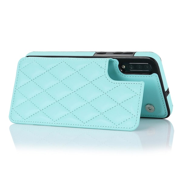 Rfid-blockerande phone case för Samsung Galaxy A70 Pu Läder+tpu-korthållare Kickstand- cover Green