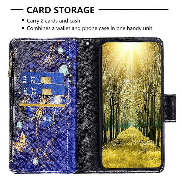 BF03 Lynlåspung i PU-læder med mønstertryk til Xiaomi Redmi Note 13 Pro 5G/Poco X6 5G Multicolor Purple Butterflies