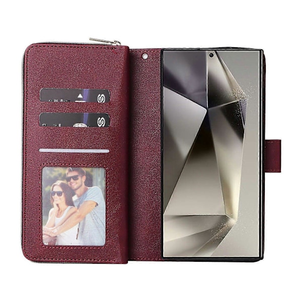 Fodral för Samsung Galaxy S25 Ultra med dragkedjeficka PU Läder Telefonskydd med Handrem Multicolor Style E
