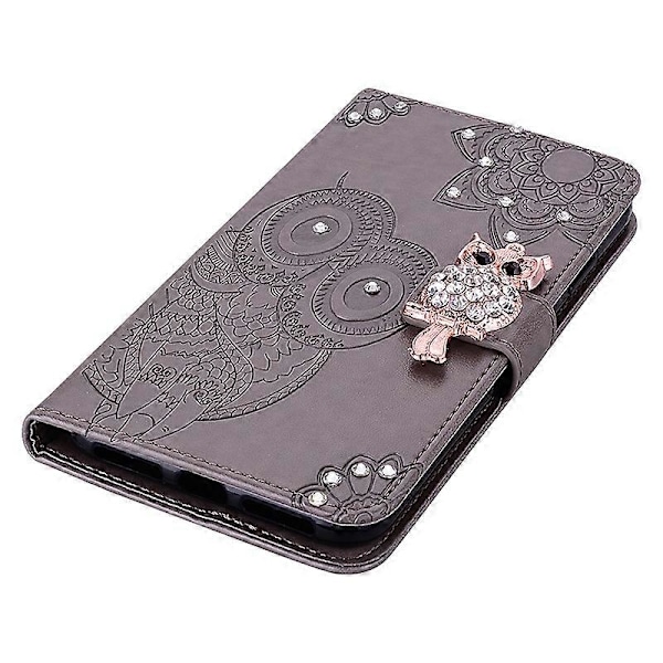Til Samsung Galaxy S23 FE Cover Ugle Blomst Præget Rhinestone Læder Telefon Stand Cover Multicolor Style F