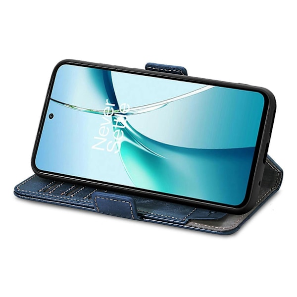 CASENEO 002 Serie Til Samsung Galaxy S24 FE Etui Stand Wallet Splejset PU Læder Cover - Mørkebrun Multicolor Dark Blue