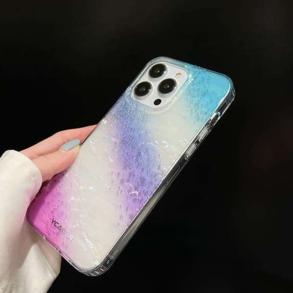 För Iphone 14 Pro Gradient Phone case Glitter Tpu Shell Grain Cover Blue Purple
