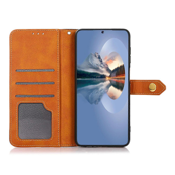KHAZNEH Etui til Samsung Galaxy A15 4G, PU-læder med kohudtekstur og stativ Multicolor Style A