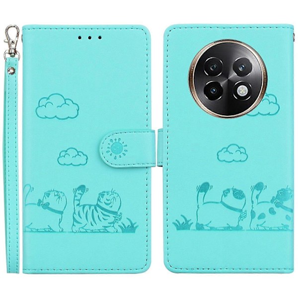 Skal för Realme 13+ 5G RFID-blockerande kattunge-mönster TPU+PU Läder Telefonskydd Multicolor Style B