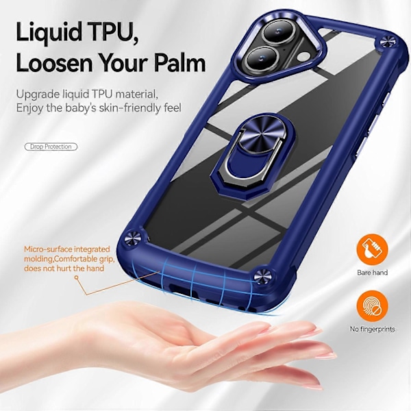 Skal till iPhone 16 Plus med linsskydd i legering, PC+TPU, stativ Multicolor Style B