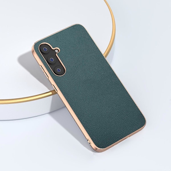 Äkta Läderöverdrag med PC+TPU Elektroplätering Skal för Samsung Galaxy S23 FE Multicolor Style B