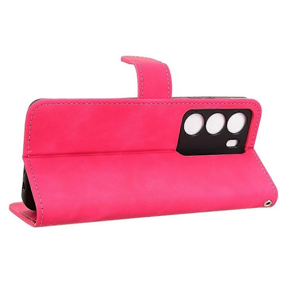 Læderetui med hudfornemmelse, anti-drop wallet flip telefoncover til Realme 14x 5G Multicolor Rose